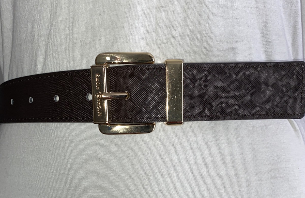 MICHAEL KORS BELT REVERSIBLE BROWN/WHITE MK LOGO LARGE | eBay