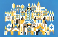 Its a Small World Concept Mary Blair Façade Blue White Gold Concept Poster
