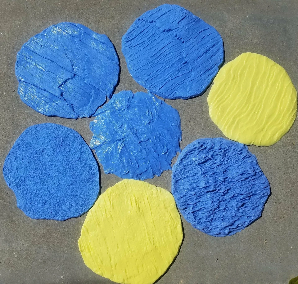 Best Concrete Stone Stamp Kit - 7 Beautiful 12" Round Rock Texture Stamps - Image 2 of 4