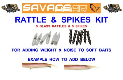 6+6 SAVAGE GEAR GLASS RATTLE AND SPIKE KIT FOR SOFT BAIT CANNIBAL SAND EEL SHADS