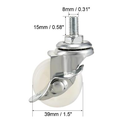 4 Möbelrollen / Lenkrollen Mit M8-Gewindestift – 40 Mm Gummirollen, 2 Feststellbar (Deutschlandlager)