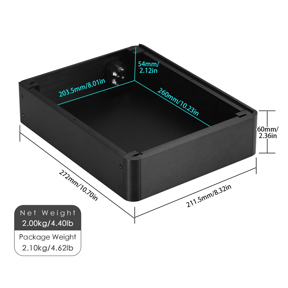 Verstärker Aluminium-Gehäuse für DIY Amplifier/Preamp/DAC Chassis Metal Case BOX - Bild 2 von 4