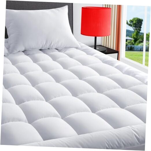 Mattress Pad Cover Cooling Mattress Topper Pillow Top Mattress Queen White