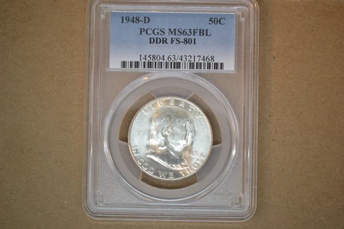 1948-D Franklin Half Dollar- Double Die Reverse- FS-801- PCGS MS-63FBL.  Nice!