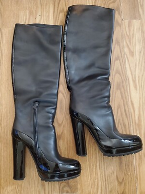 Bottega Veneta Stivale Pelle Black Leather knee High Heels Boots Women Size 39