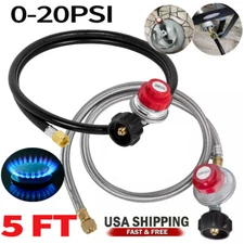 5 FT Adjustable Hose High Pressure Propane Gas Regulator LPG BBQ Grill Tank