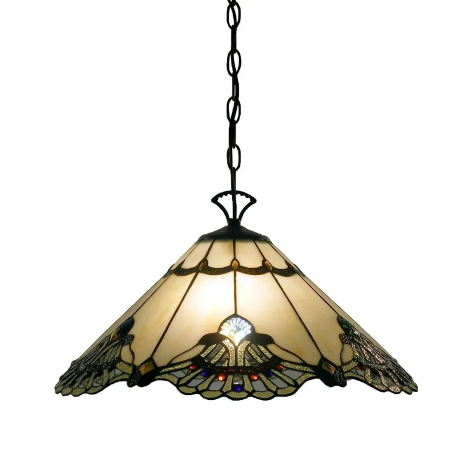 Tiffany Style Hanging Ceiling Lamp Stained Glass Pendant Modern Chandelier 16 in - Image 2 of 4