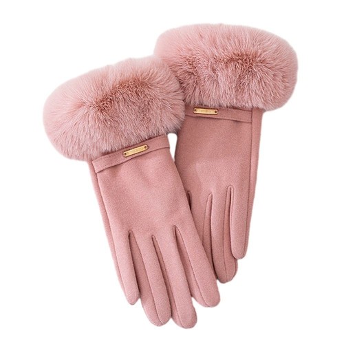 Faux Fur Driving Mittens Thicken Ski Gloves Fashion Touch Screen Gloves Women - Picture 16 of 18