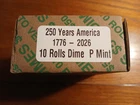 2026P 10 rolls of dimes uncirculated