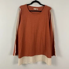 LOGO Lounge by Lori Goldstein Tunic Size XL Orange Chiffon Sleeve Hem