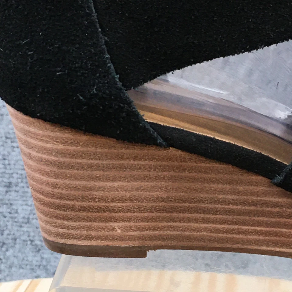 Sandalias Lucky Brand para mujer 7 M Jamain Gladiador cuero negro informales tacones de cuña Foto 2 de 4