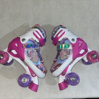 Nattork Girls Roller Skates Size 1-4 Pink White Athleisure NWOB