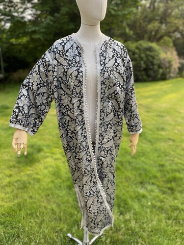 Vintage 1960s Silver brocade Lame Caftan Kaftan M - Picture 11 of 11