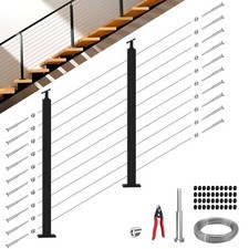 One-Stop Stair Cable Railing Post Kit, 33  Drilled 2Pack Stair Post, Adjustable