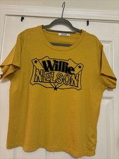 Anthropologie LETLUV Willie Nelson Graphic Tee Yellow And Black Size XL