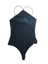 H M Black Spaghetti Strap Halter Bodysuit Size S