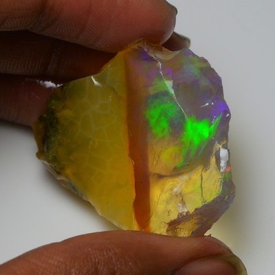 Ethiopian Oil Opal Specimen  66.40  cts Natural Rough Gemstone - Fire Opal Roug
