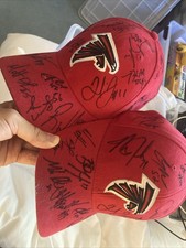 Atlanta Falcons Autographed Hats Lot of 2 Multiple Signatures NFL Football