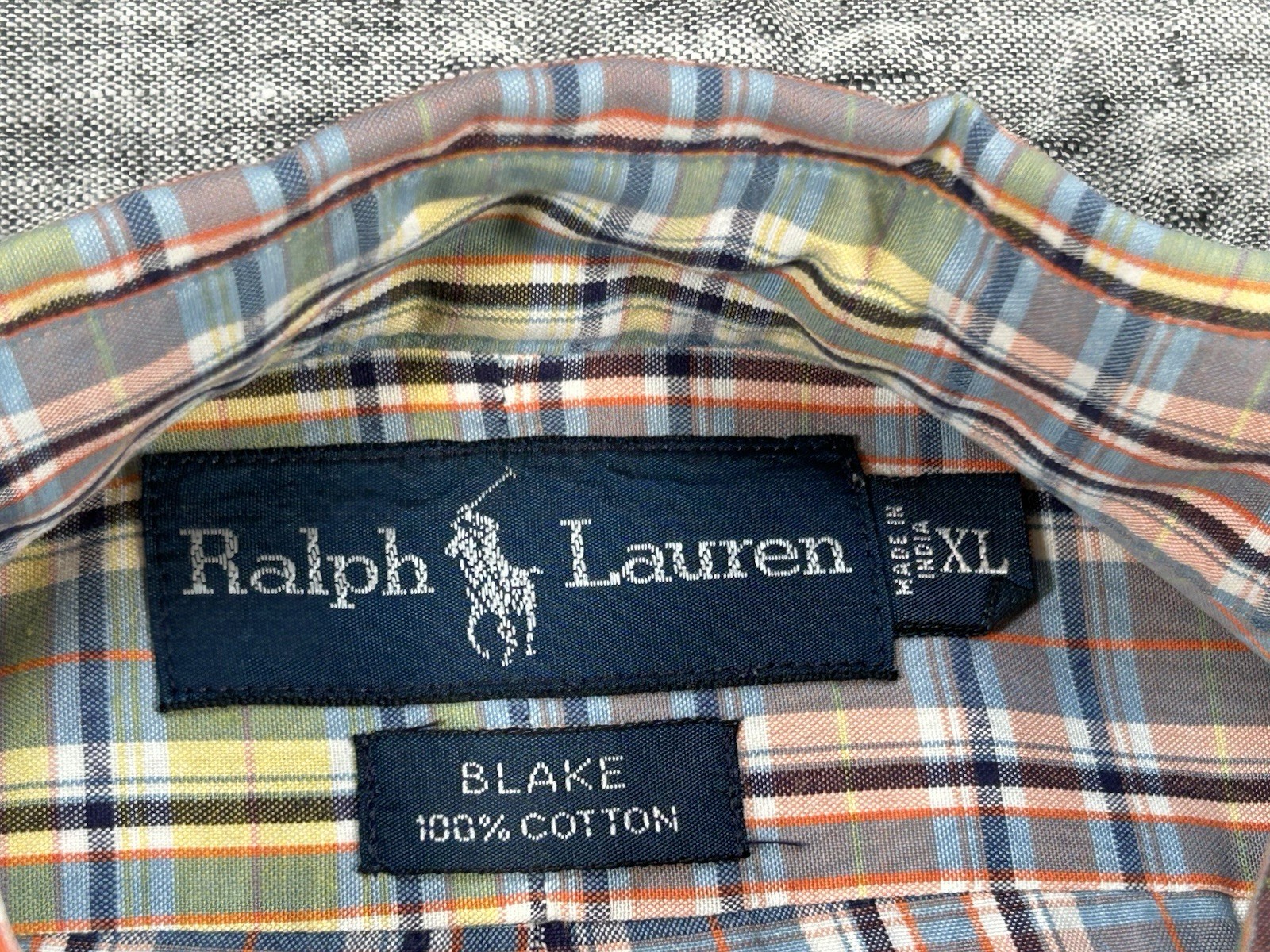 Ralph Lauren Blake Camicia Uomo Extra Large Multicolore Plaid Arancione Pony Logo