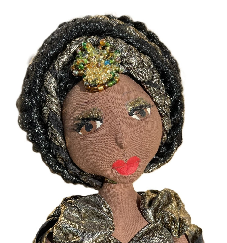 Masego black doll🌺Handmade Cloth Doll – Decorative OOAK Doll for Collectors