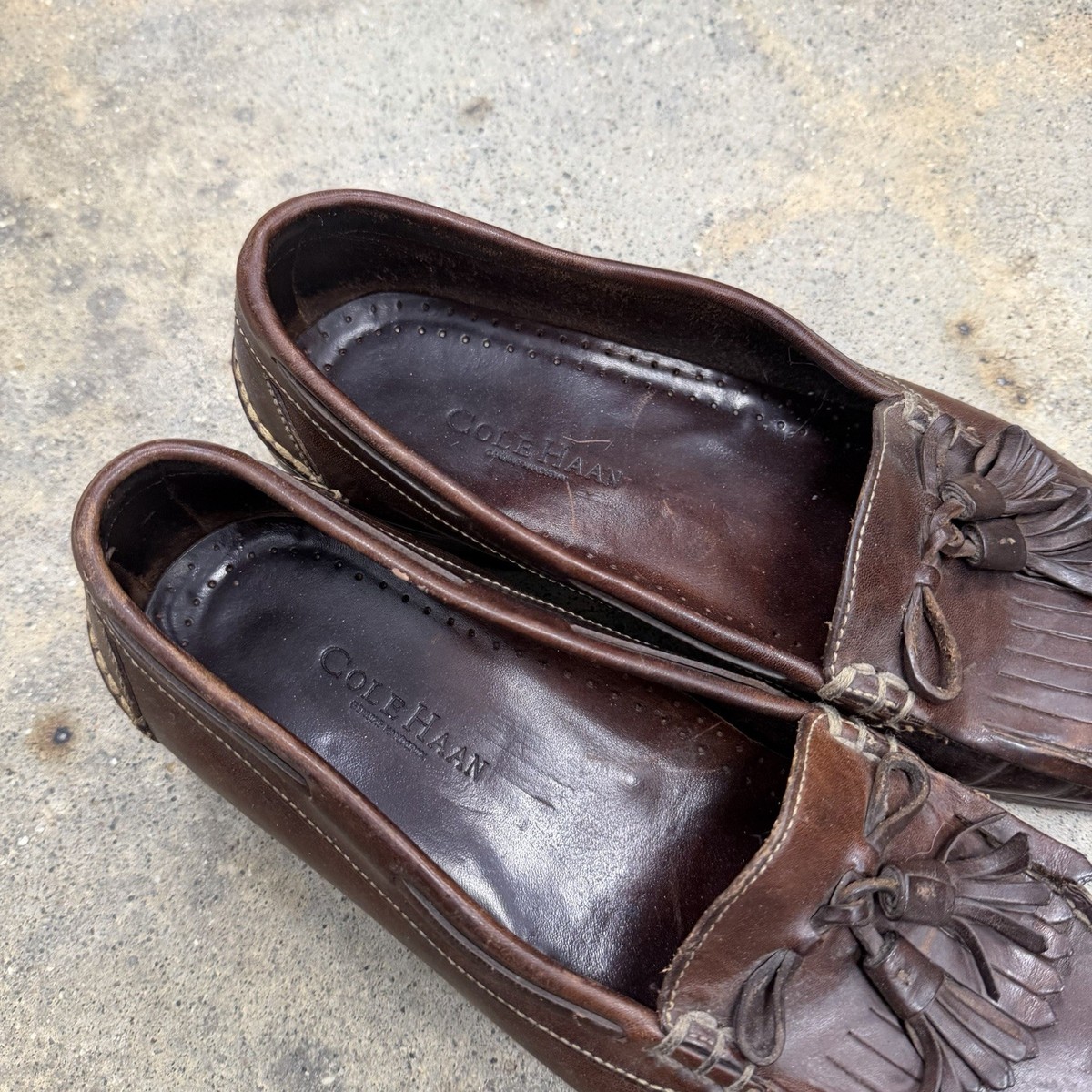 Cole Haan Vintage Country Line Fringe Kiltie Men\'s Brown Leather Loafers Cole Haan Bragano Brown Italian Leather Loafers Kiltie  main image 2