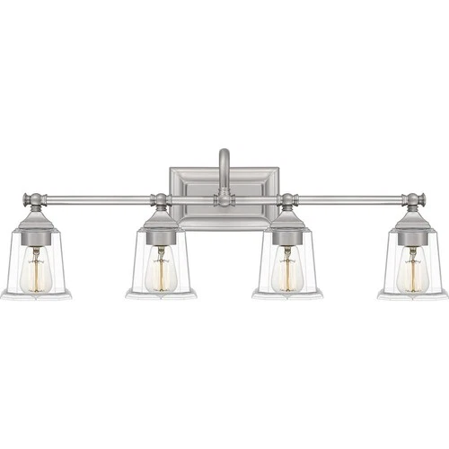 Nicholas 4 Light Transitional Bath Vanity - 10 Inches high-Brushed Nickel Finish - Picture 1 of 12