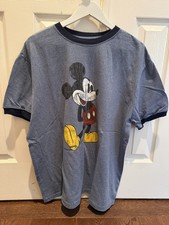 Disney Parks Classic Mickey Mouse Ringer T-Shirt Mens XL Blue Graphic Tee