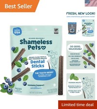 USA-Made Blueberry & Mint Dog Dental Sticks โ 8 Chews for Pearly Whites
