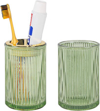 Toothbrush Holders for Bathrooms, 2Pcs Glass Toothbrush Holder, 12Oz Bathroom Tu