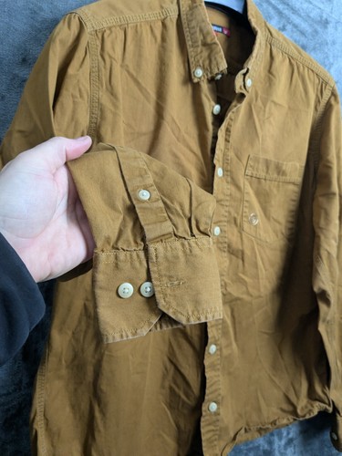 duck and cover Men's casual long sleeve shirt button down large brown - Picture 2 of 8
