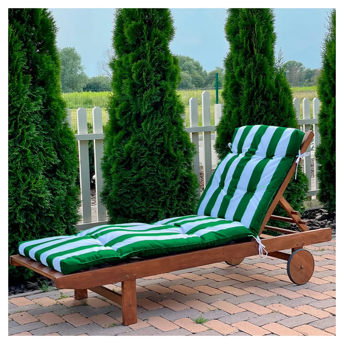 Green striped sun lounger cushions outlet
