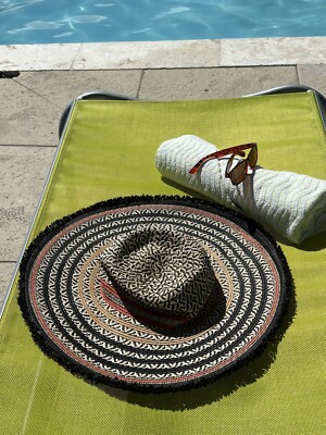 ALDO Raffia Woven Sun Hat Raffia Woven Sun Hat Large ALDO M/L Tan Black Orange St  main image 4