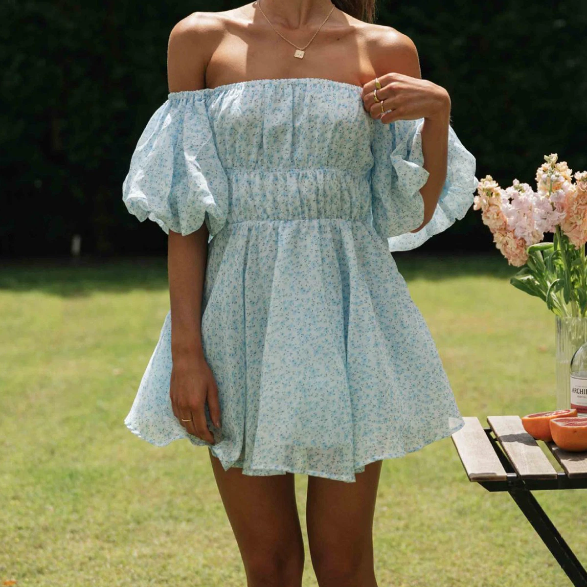 Mini dress puff sleeve cheap