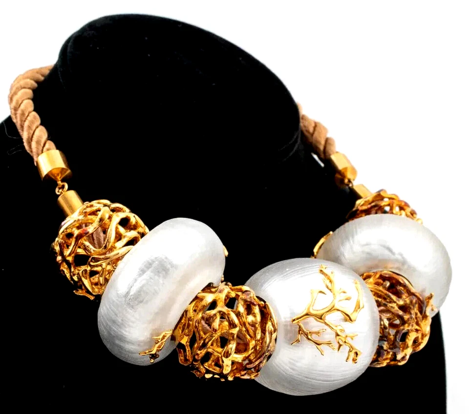 ALEXIS BITTAR Golden Wire Cages Metal Coral Branch Choker Necklace - Image 3 of 4