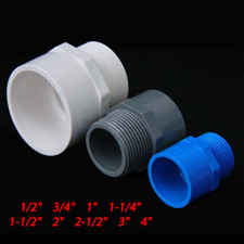 PVC Water Pipe Fitting Adapter BSP Male Thread x Socket 20-110mm Blue White Gray