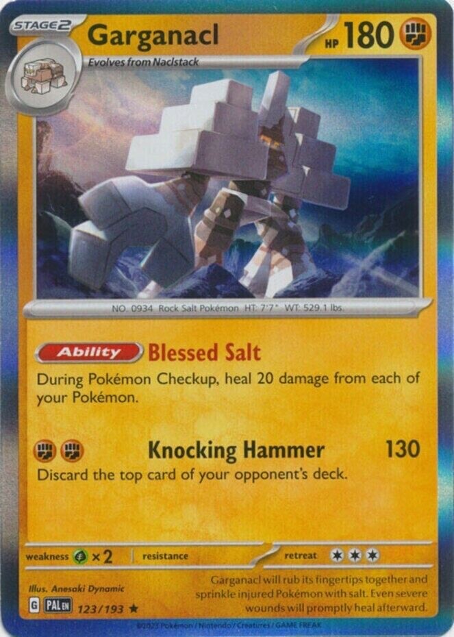 Pokemon -  Garganacl - 123/193 - Holo Rare - Paldea Evolved - NM/M