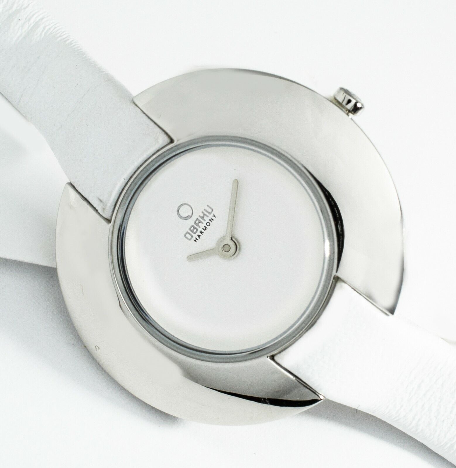OBAKU V135LBIRW Luxury Flat White Women's Watch Stainless Steel Silver Case