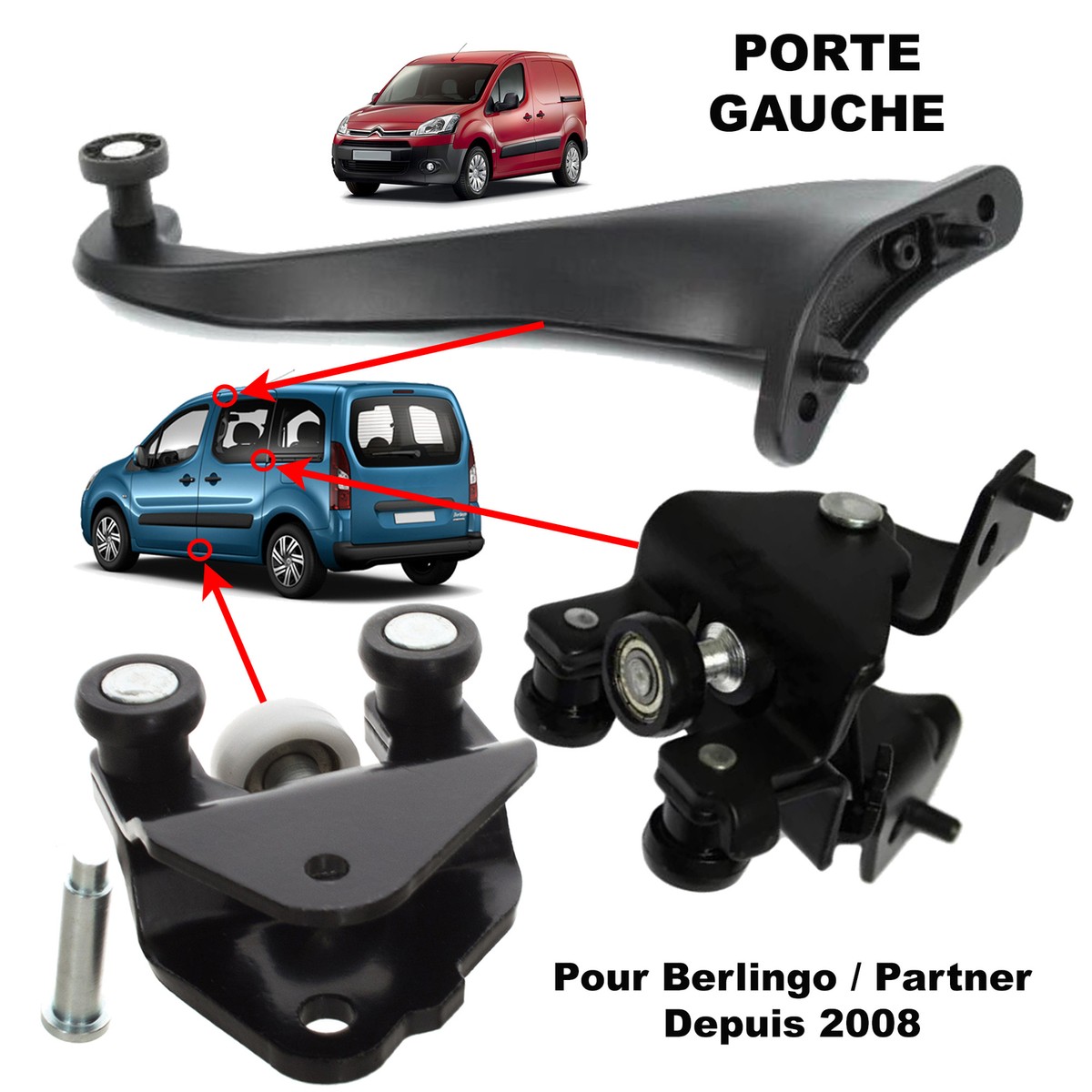 Guidage à Galets, Porte Coulissante Gauche Inférieur, Porte Coulissante