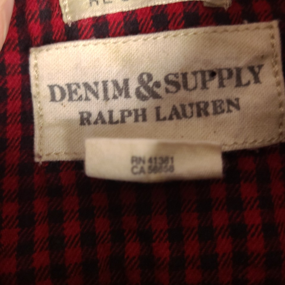 Ralph Lauren Denim & Supply Shirt Womens Medium Red Black Plaid Roll