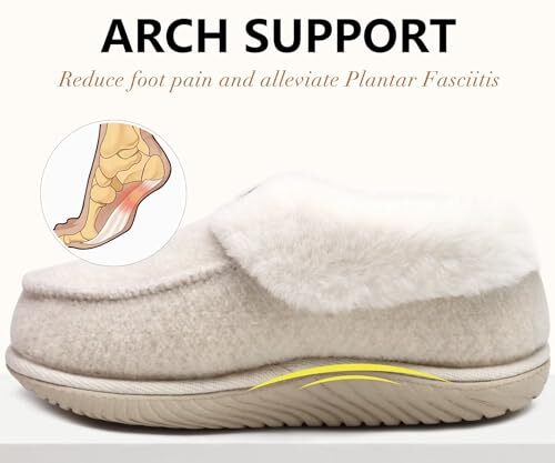 Women's Memory Foam House Slippers Arch Support Moccasin Winter Shoes 9 Beige - Picture 6 of 8
