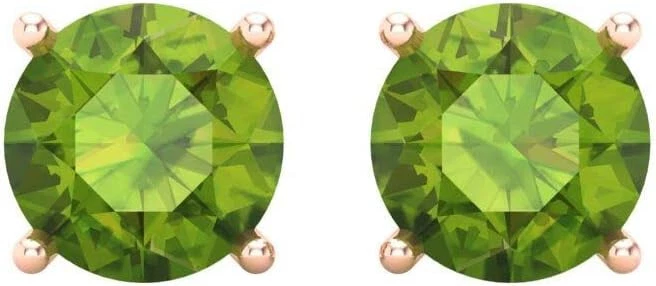 4.10 Ct Peridot Solitaire Stud Earrings 10k Solid Rose Gold - Image 2 of 4