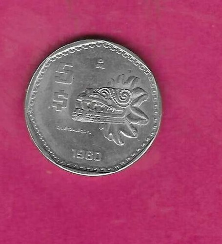 MEXICO MEXICAN KM485 1980 OLD VINTAGE UNCIRCULATED-UNC MINT 5 PESO COIN
