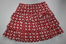 NEW Hanna Andersson 6 7 8 year 120 Girls Skirt Red  White Floral Tiered Knit