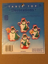 VINTAGE CHRISTMAS SNOWMAN TABLETOP DECORATIONS 4 CT 5" NOS SEALED 