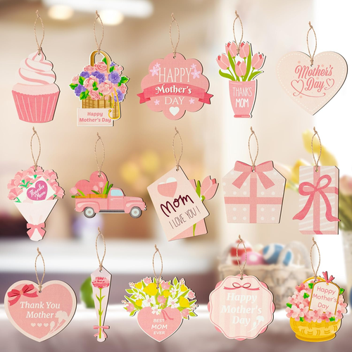 Mother'S Day Hanging Ornaments - 46Pcs Best Mom Ever Decorative Hanging Ornament