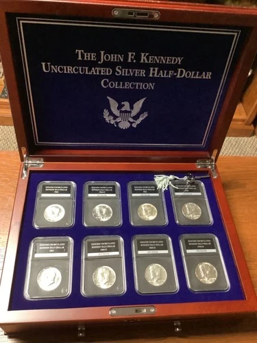 PCS Slab JFK Uncirculated Silver Half Dollar Collection w/Case 1964-1970