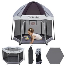 Baby Playpen with Sun Protection Canopy - Indoor  Outdoor Play Yard for Babi...