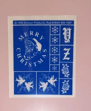 Armour Products Rub N Sketch Glass Etching Stencil | “Christmas Themed” 1994