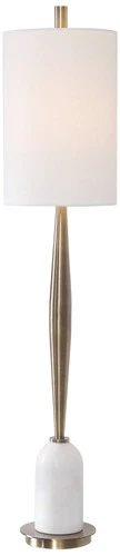 Modern Buffet Table Lamp 40" Tall Brass White Drum Shade for Bedroom Living Room - Picture 2 of 8