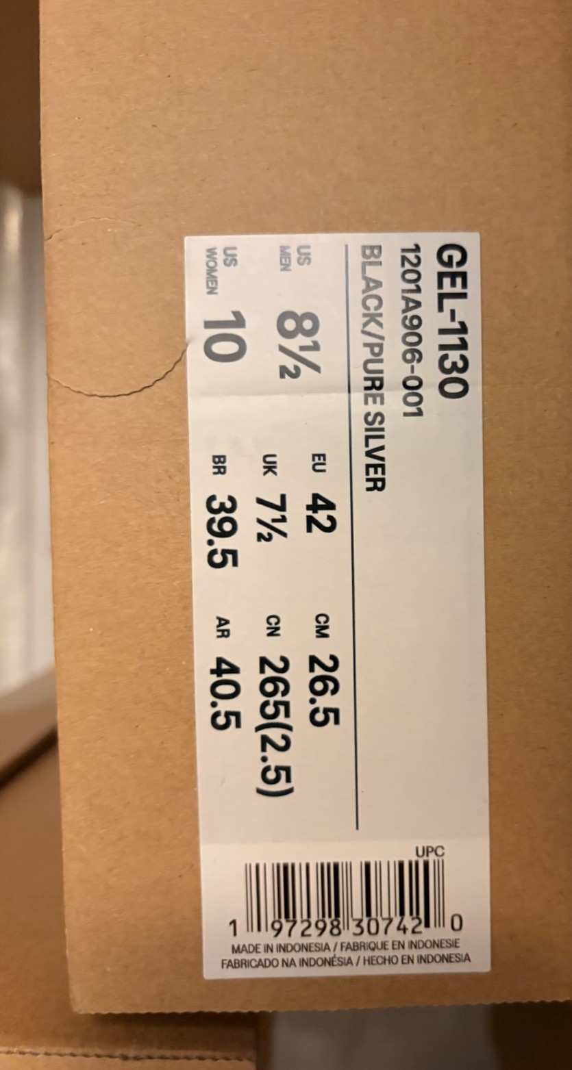 Sz-8.5M ASICS GEL-1130 Black Pure Silver Mesh Sneaker 1201A906-001 Men's thumbnail 4